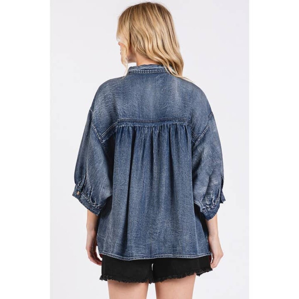 mittoshop, Top,Washed Chambray Dolman Sleeve