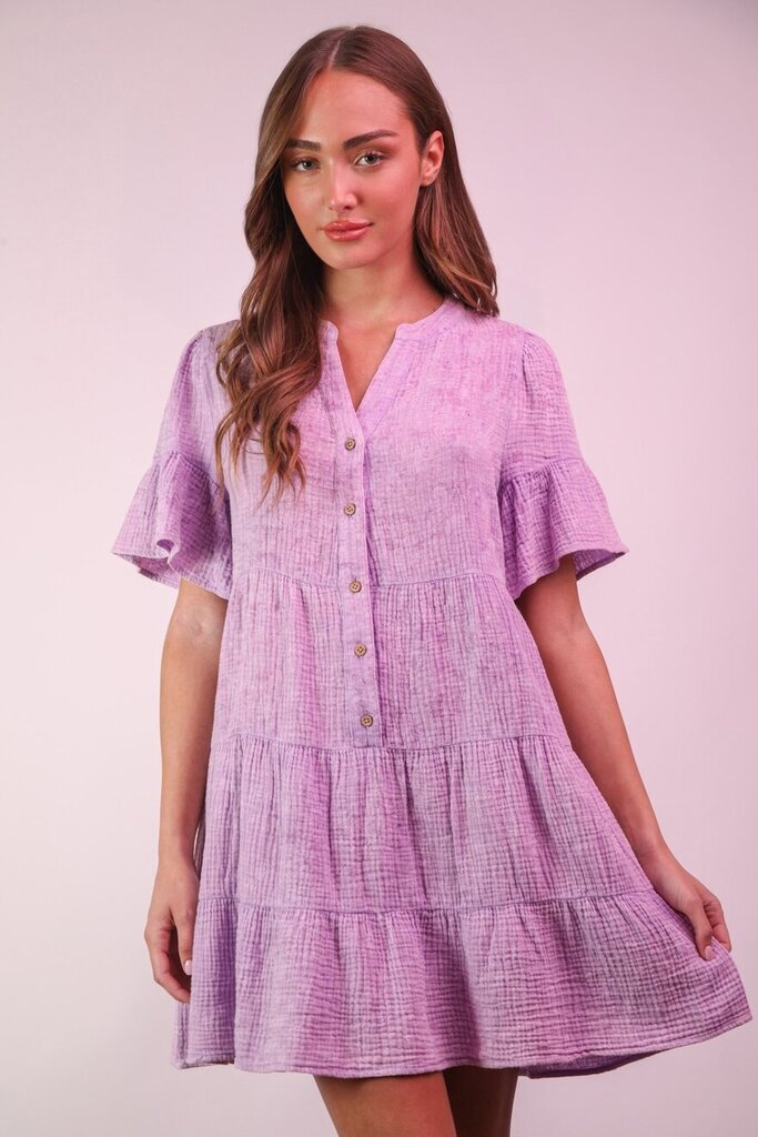 Very J, Dress,Mineral Washed Baby Bell Sleeve