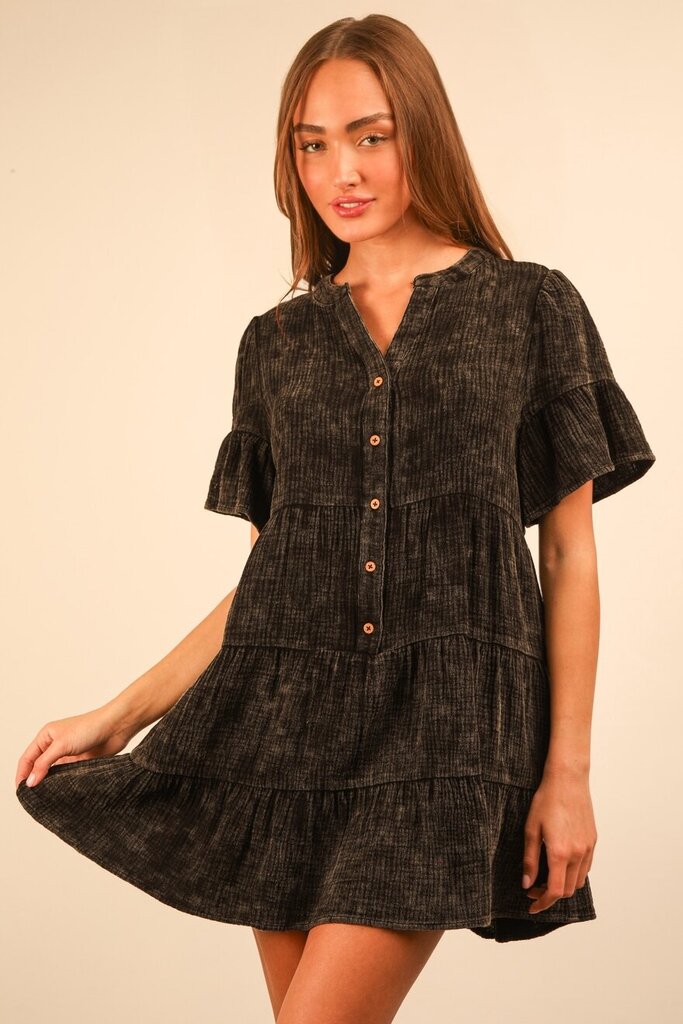 Very J, Dress,Mineral Washed Baby Bell Sleeve