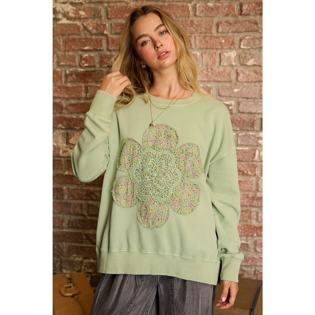 mittoshop, Top,Flower Patch Mineral Wash sage