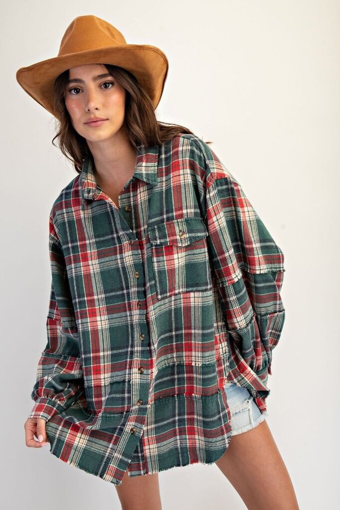 easel, Top,Plaid Shirt Tunic