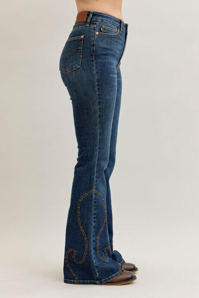 Judy Blue, Jeans,HW Flare Western Stud Detail 881033