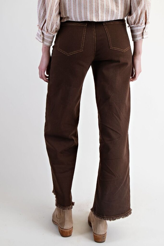 easel, Pants,Fray Bottom Washed Twill