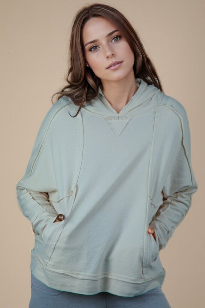 Very J, Top,Raw Edge Hoodie