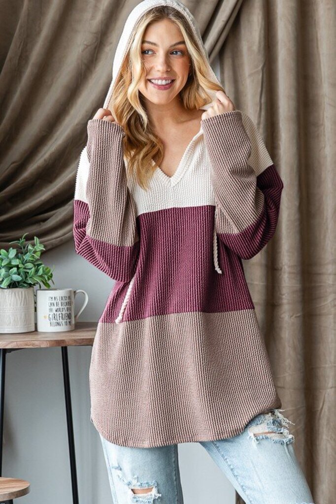 Heimish, Top,Ribbed Colorblok Hoodie