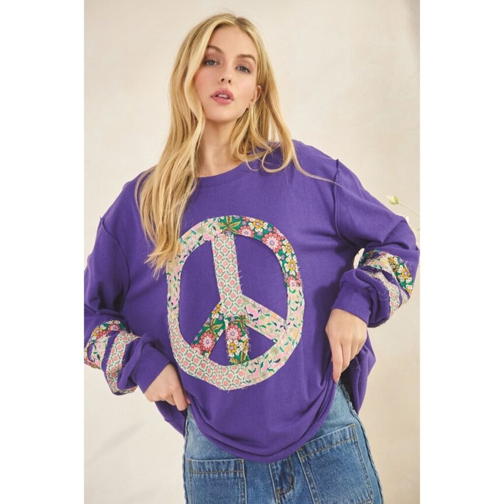 Sage + Fig, Top,Floral Peace Patch Sweatshirt