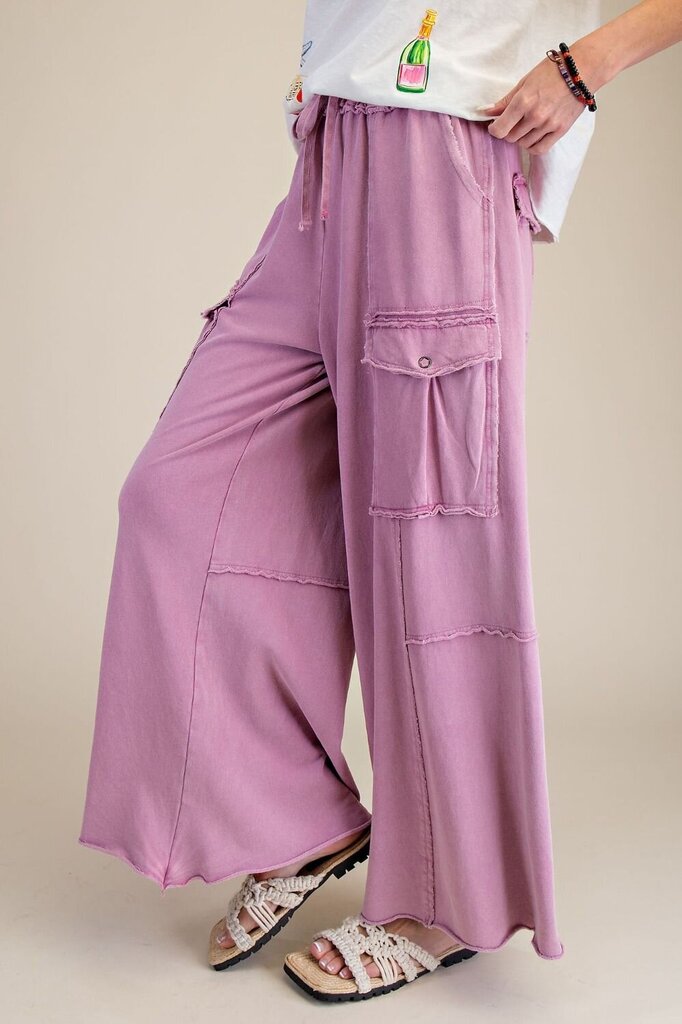 easel, Pants,Mineral Washed Terry Knit Cargo