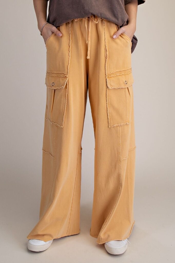 easel, Pants,Mineral Washed Terry Knit Cargo