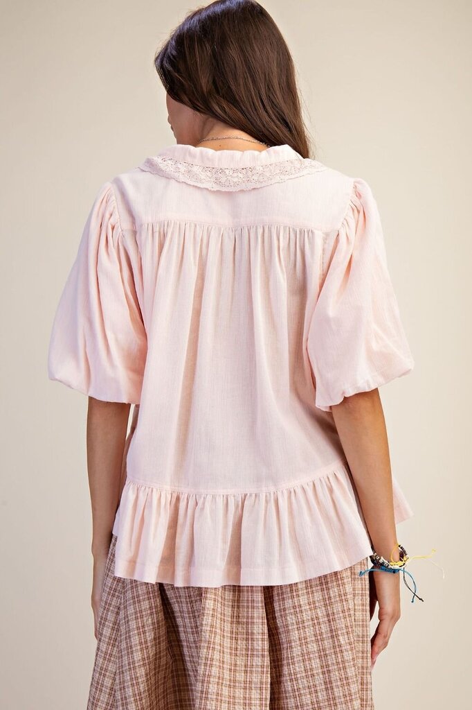 easel, Top,Ruffle Bottom Cotton Gauze