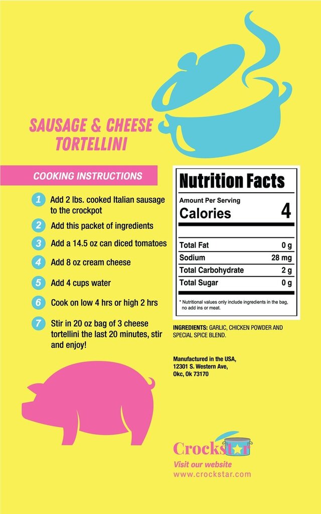 Crockstar, Food,Sausage & Cheese Tortellini