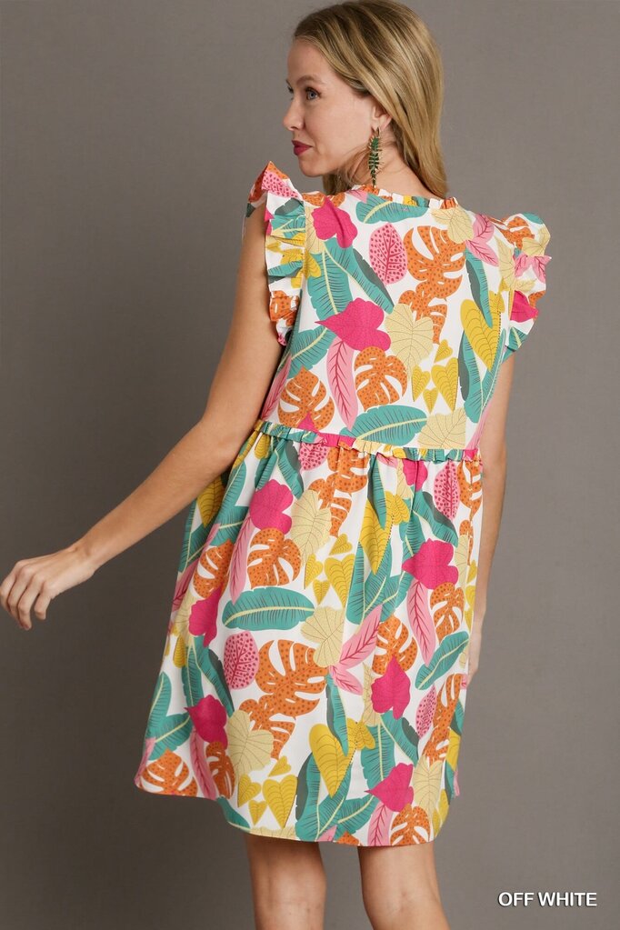 UMGEE, Dress,Print V-Neck w/Pockets