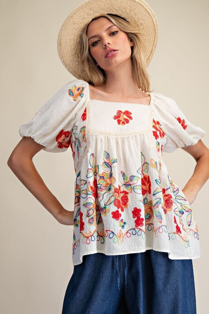 easel, Top,Embroidered Gauze