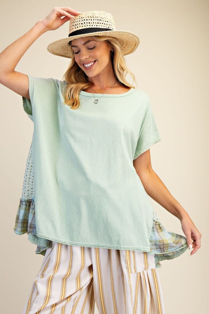 easel, Top,Mixed Print Washed Tunic