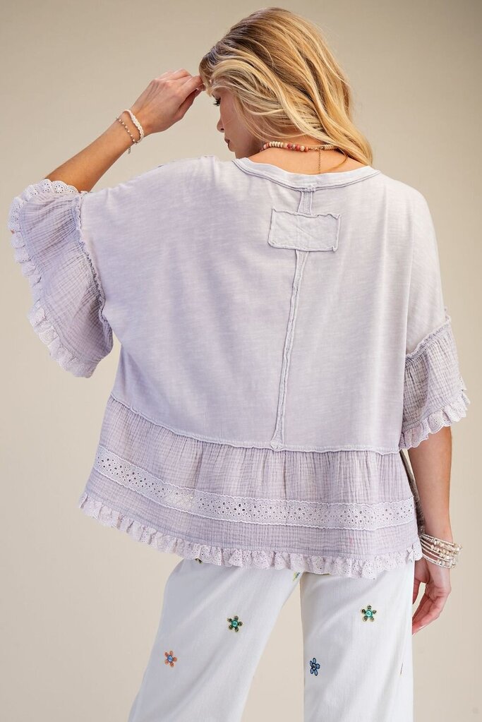 easel, Top,Lace Trim Washed Cotton