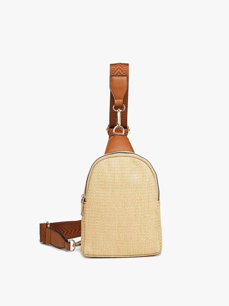 JEN & CO, Bags,Ellen Straw Sling,Nat/Brwn