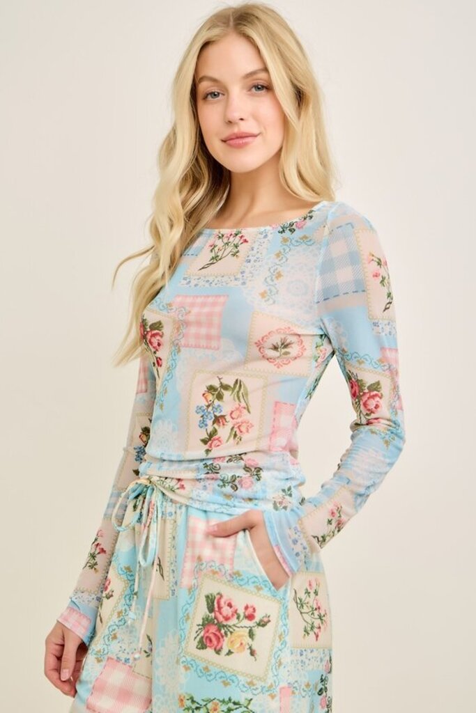 JHer, Top,Rosy Mesh Top