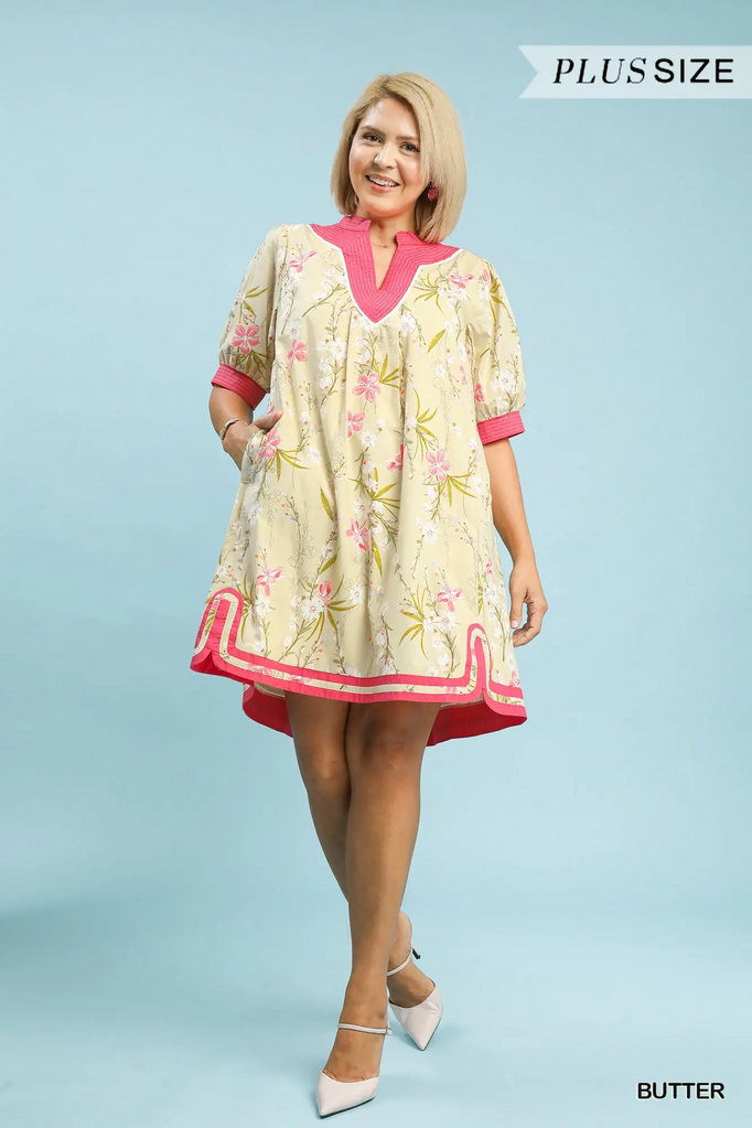 UMGEE, Dress,Floral Puff Sleeve