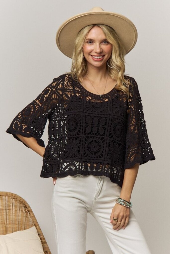 Madelyn, Top,Square Neck Crochet