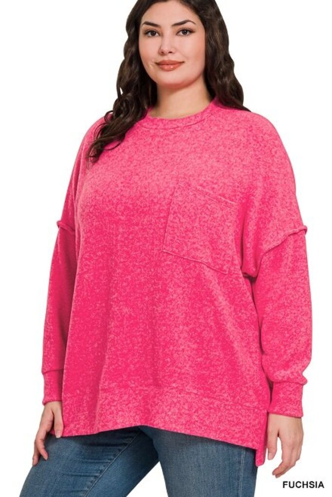 Zenana, Top,Brushed Drop Shoulder Oversized Sweater
