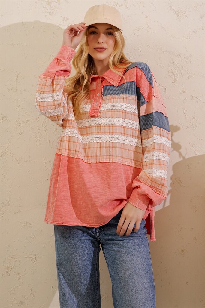 Sage + Fig, Top,Lace Patchwork Pullover