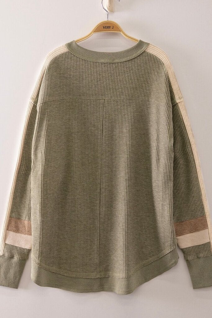 Sweater,Waffle Knit Pullover