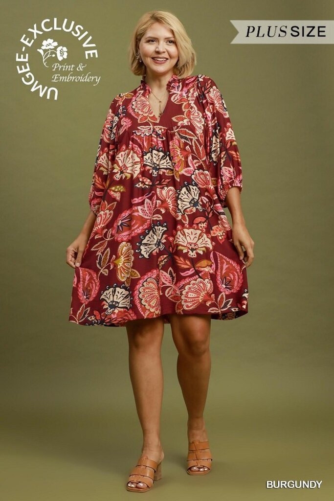 UMGEE, Dress,Paisley Print V Neck