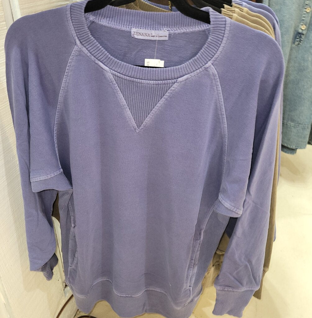 Zenana, Top,Pigment Dyed French Terry