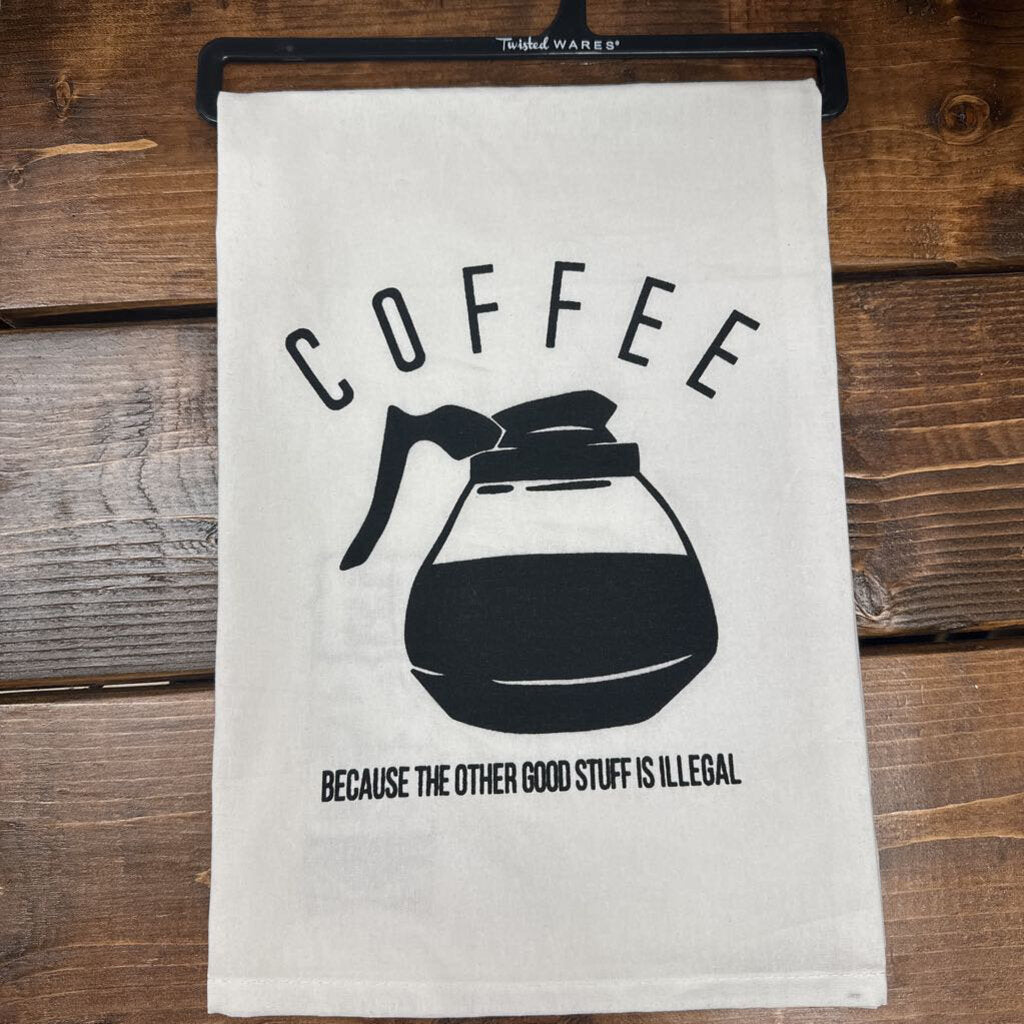UNCATEGORIZED,Coffee Because Kitchen Towel,White