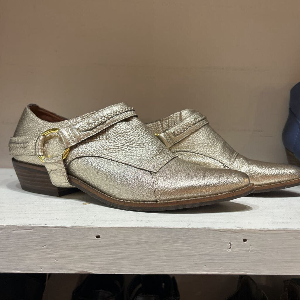 Nicole, Shoes,Buckle Booties,Gold,8.5