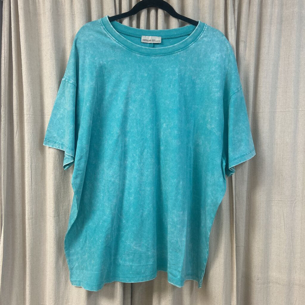 Zenana, Top,Washed Short Sleeve