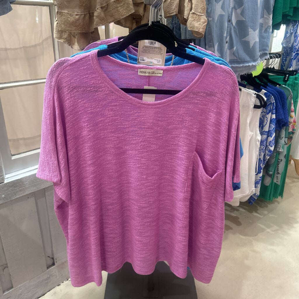 Zenana, Top,Oversized Slub Pocket