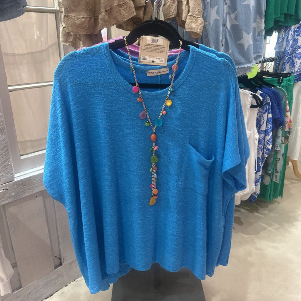 Zenana, Top,Oversized Slub Pocket