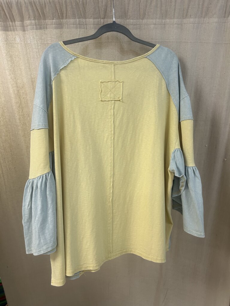 easel, Top,Wing Sl Color Mix Knit,Honey,1X