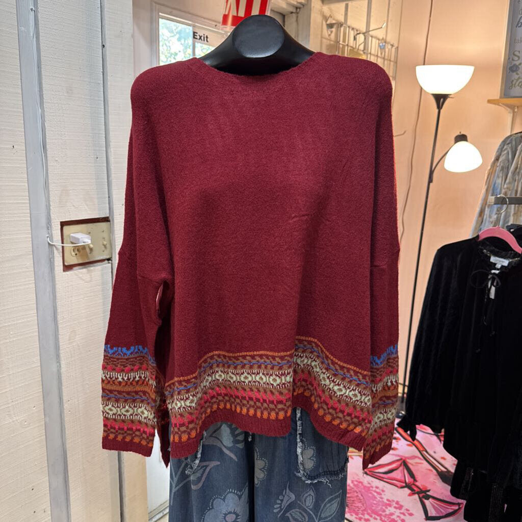 UMGEE, Top,Knit Top w/Stitching Detail,Plum,L