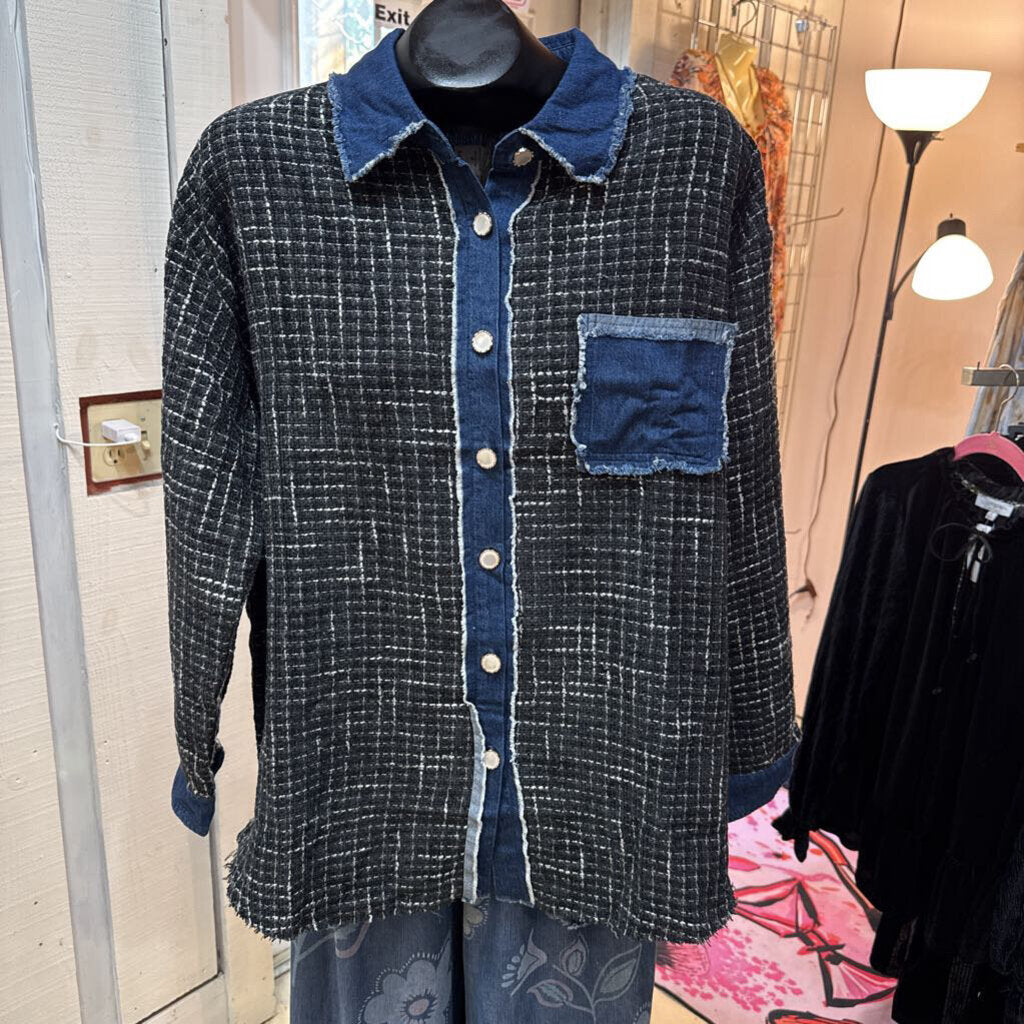 UMGEE, Jacket,Denim Trim Shacket