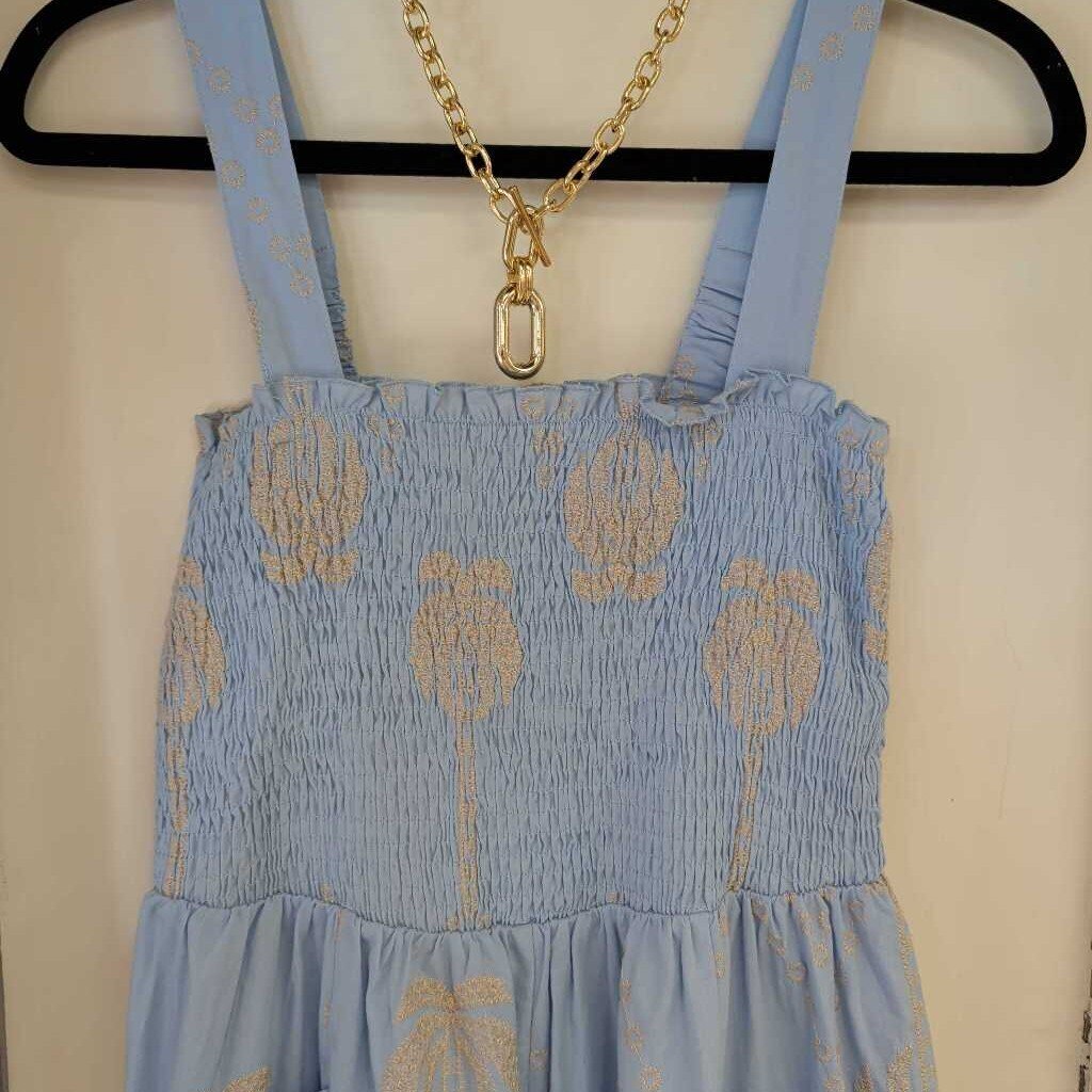 UMGEE, Jumper/Romper,Palm Prinr Smocked Cotton,Blue,S