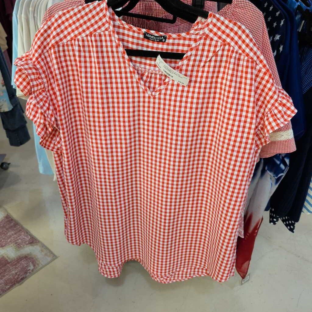 Heimish, Top,V-Neck Check Pattern