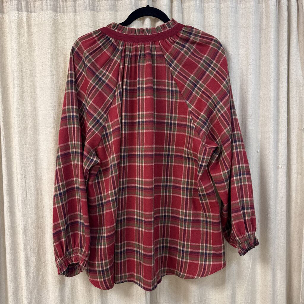 UMGEE, Top,Plaid Button Down LS
