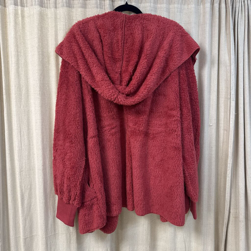 Hem & Thread, Outerwear,Fur Jacket w/Hood,Red,One Size