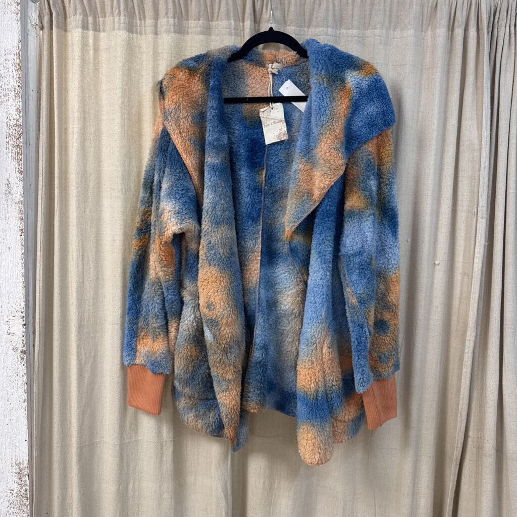 Hem & Thread, Outerwear,Fur Jacket w/Hood,Tye Dye,One Size