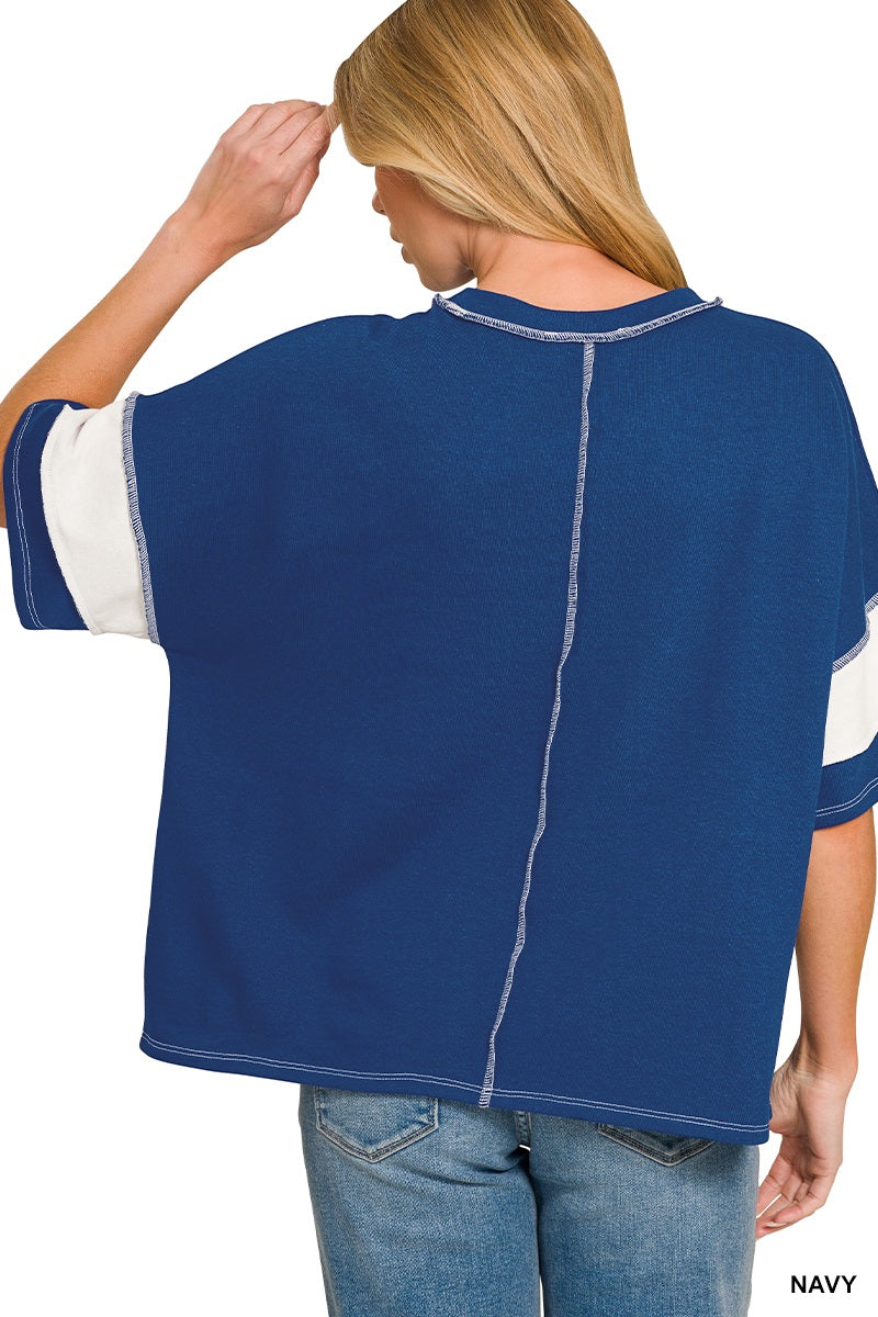 Zenana, Top,Striped French Terry