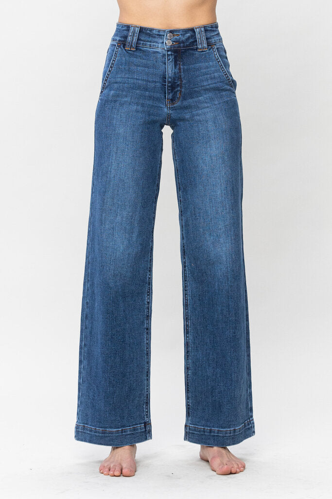 Judy Blue, Jeans,High Waist Double Button Wide Leg 82558