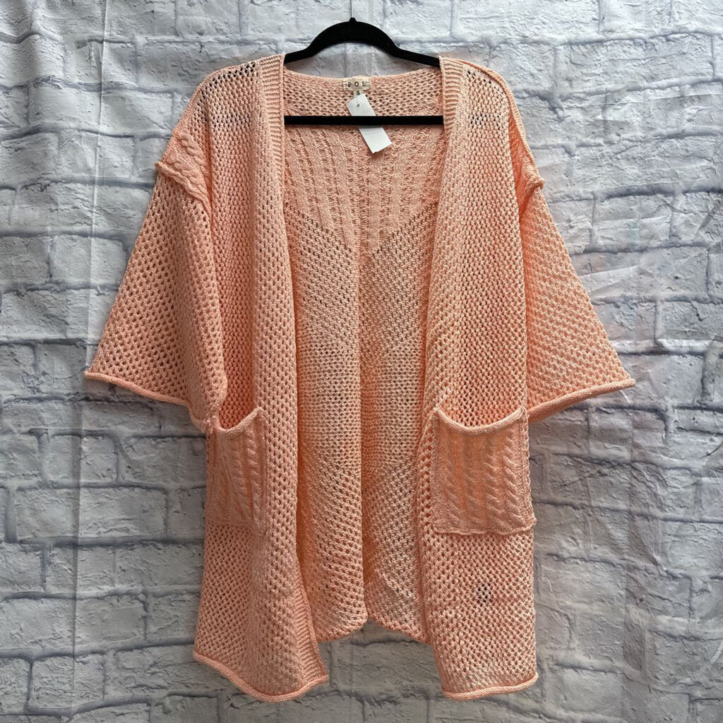 POL, Top,Open Knit Kimono Cardigan,Pink,Small